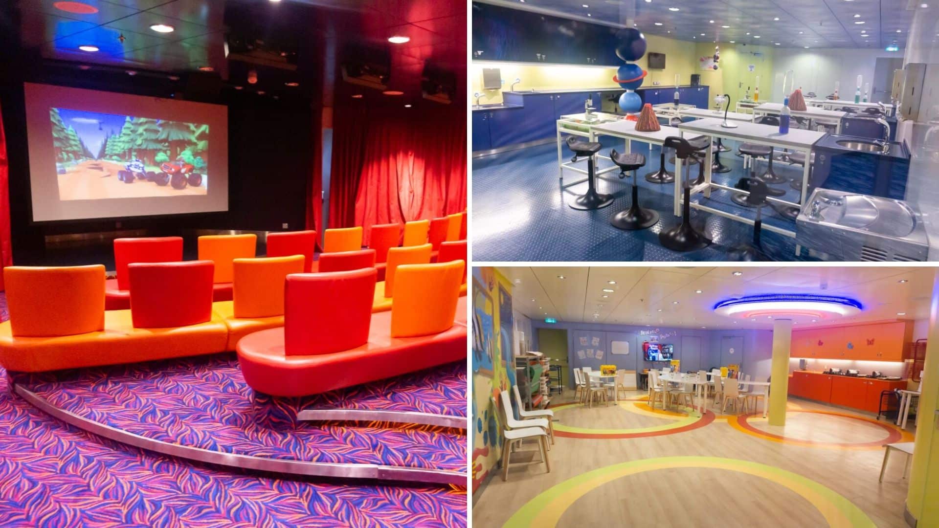 Movie theater, art center and science lab for kids on board the Harmony of the Seas