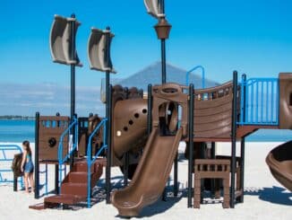 Playground on Pensacola Beach with Pirate ship play structure