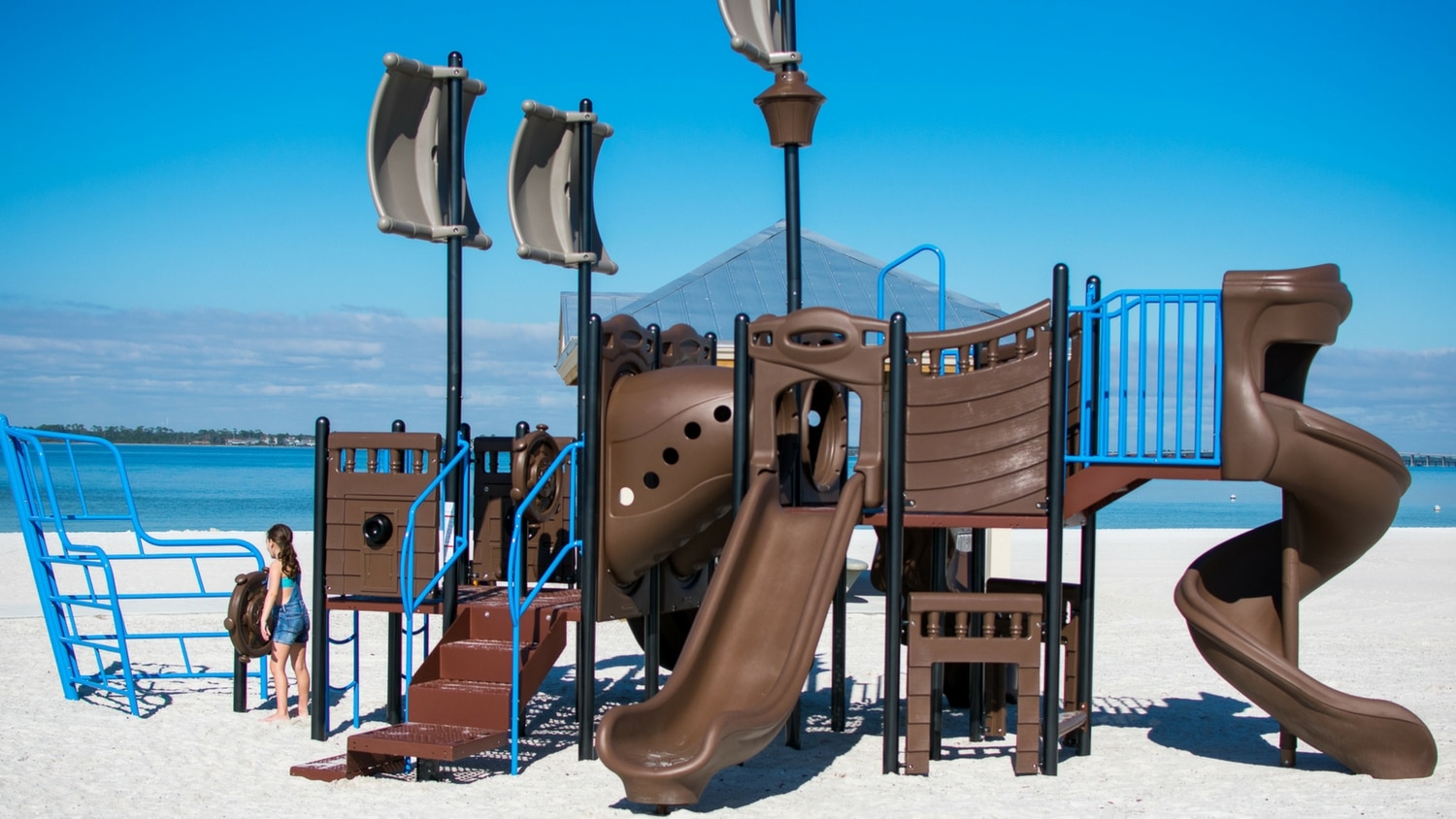 Playground on Pensacola Beach with Pirate ship play structure