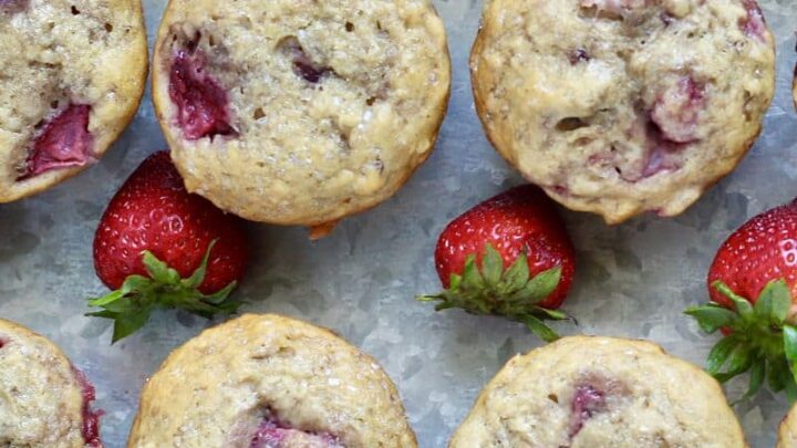 vegan banana strawberry banana muffins