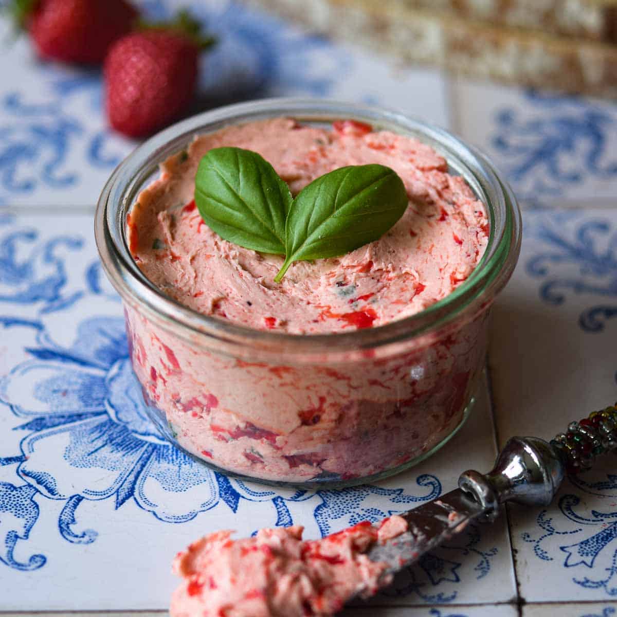 whipped strawberry basil butter featured