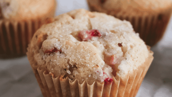 white chocolate strawberry muffin hero